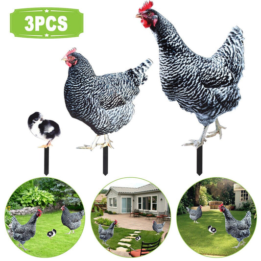 3Pcs Chicken Stake Family Decor