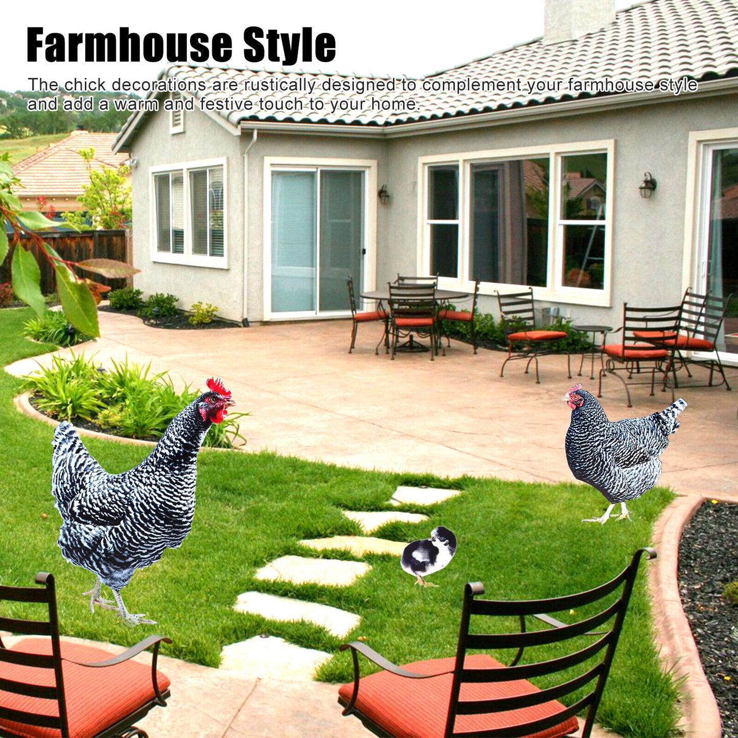 3Pcs Chicken Stake Family Decor