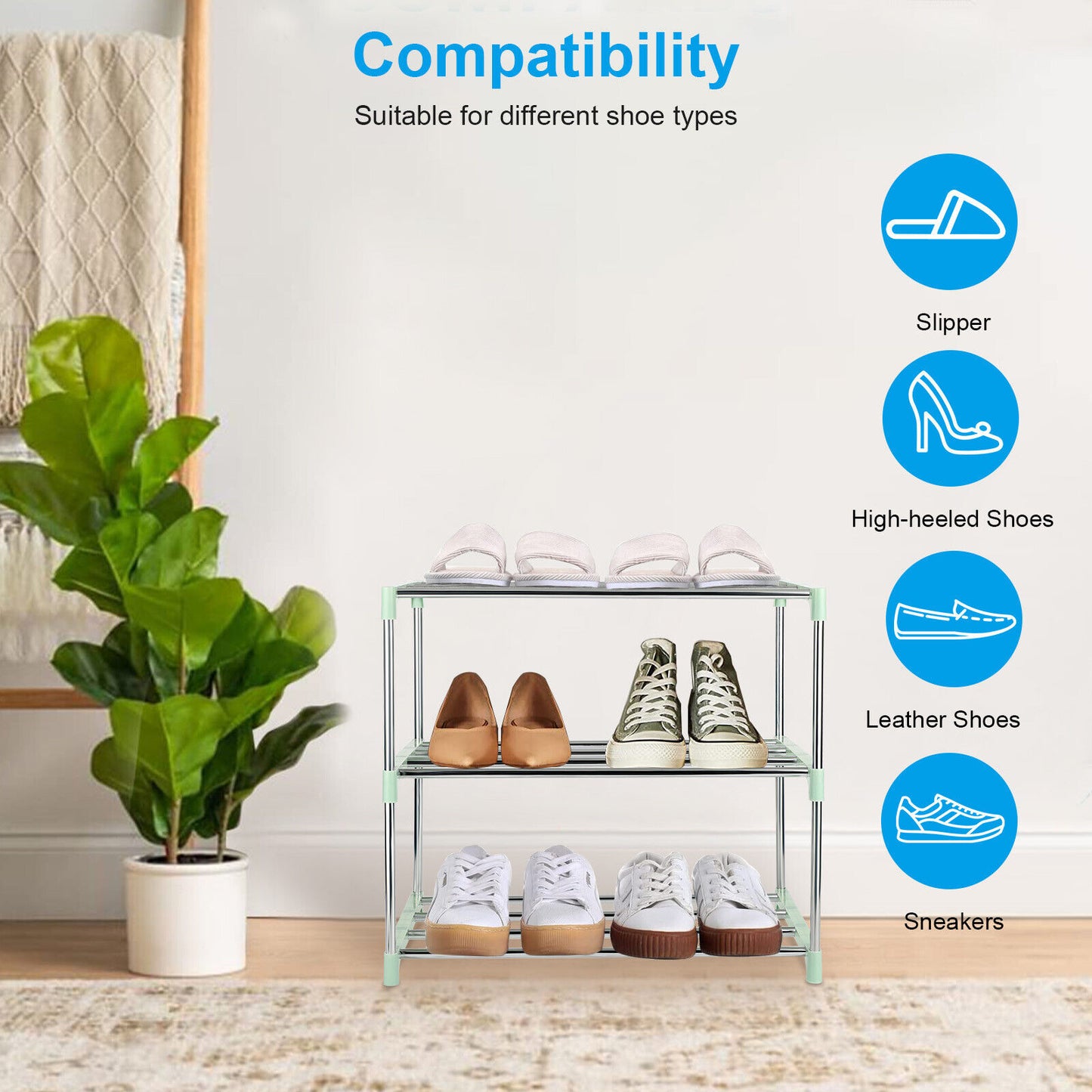 Metal Shoe Rack Organizer 3 Tier