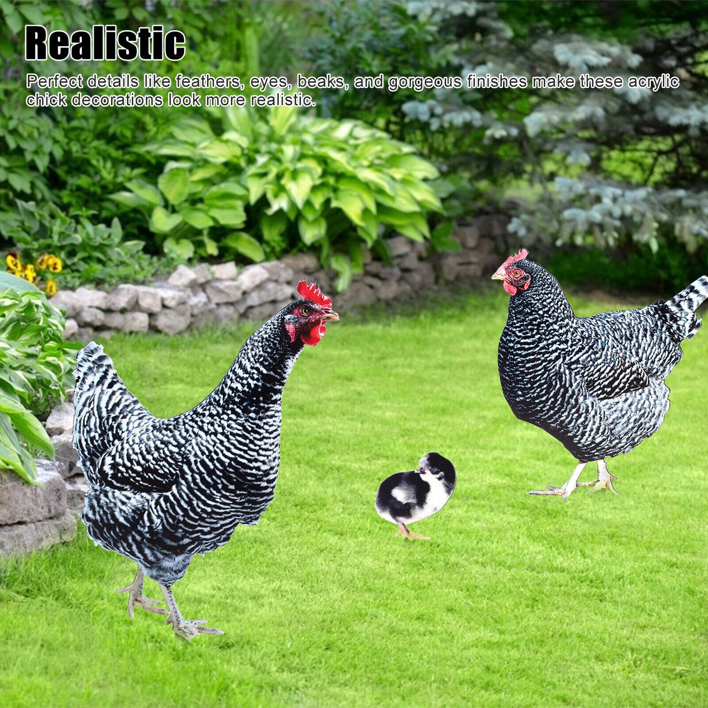 3Pcs Chicken Stake Family Decor