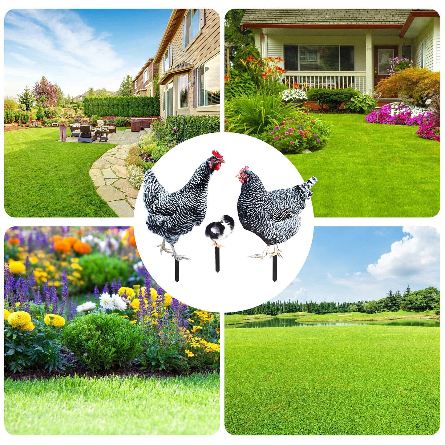 3Pcs Chicken Stake Family Decor