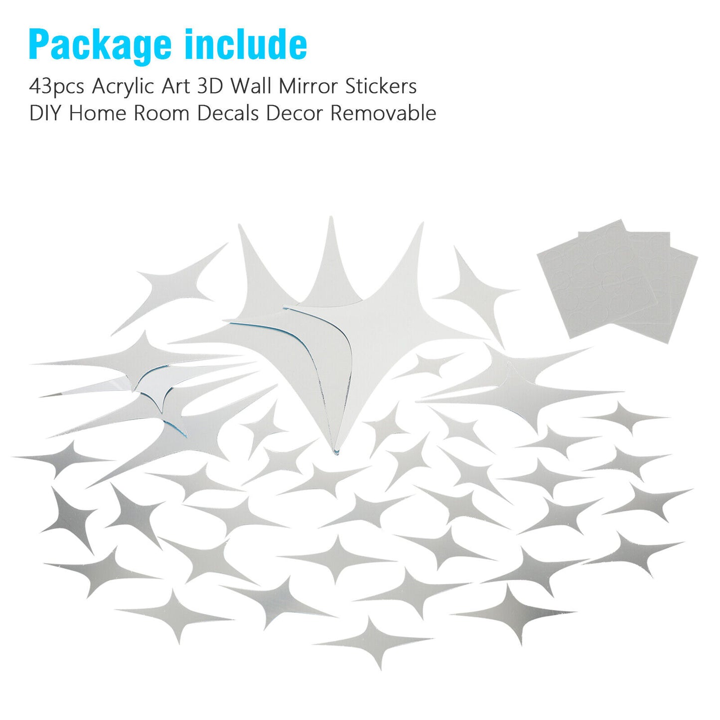 3D Mirror Star Wall Sticker Removable