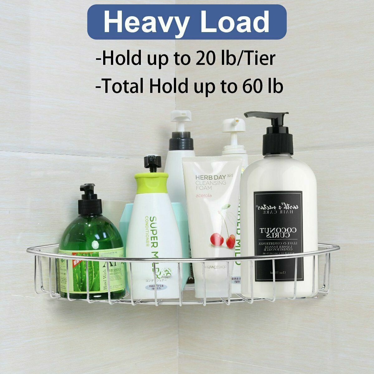 3 Tier Metal Shower Caddy Corner