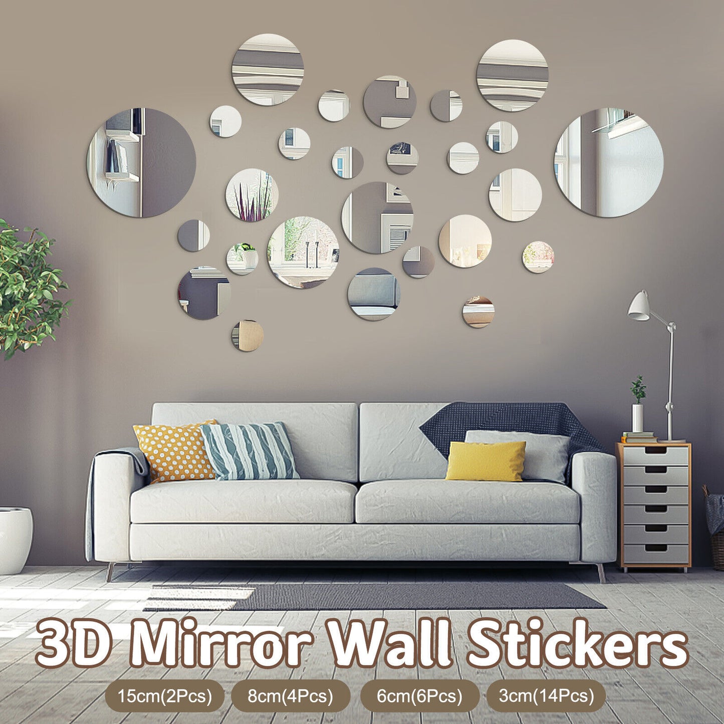 26X Removable 3D Mirror Wall Stickers