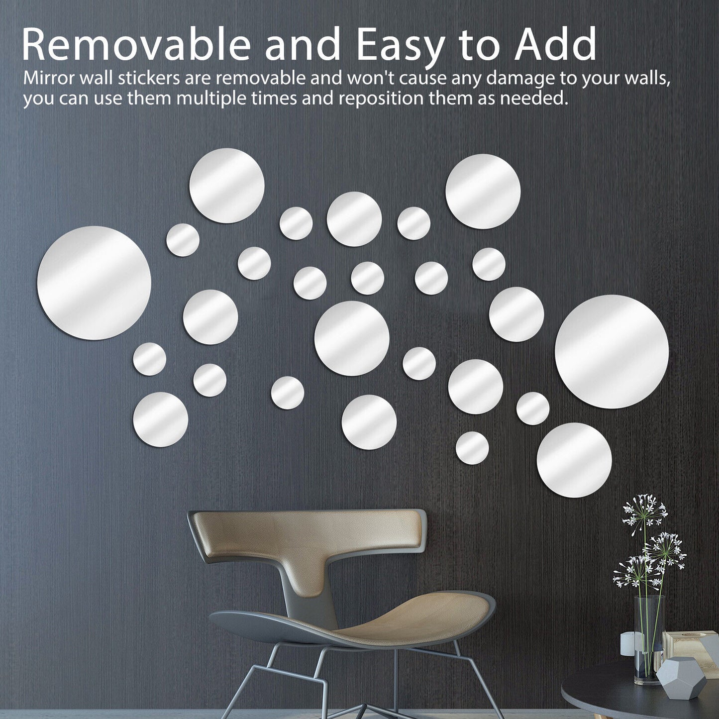 26X Removable 3D Mirror Wall Stickers