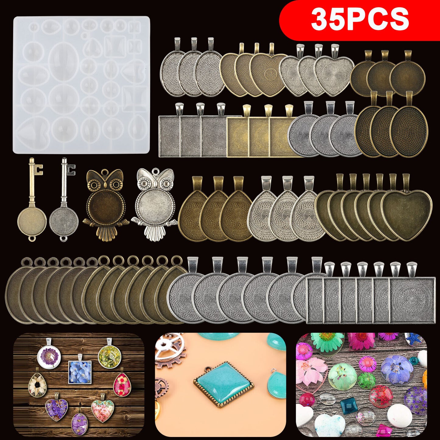 35PCS DIY Silicone Resin Mold Jewelry Kit