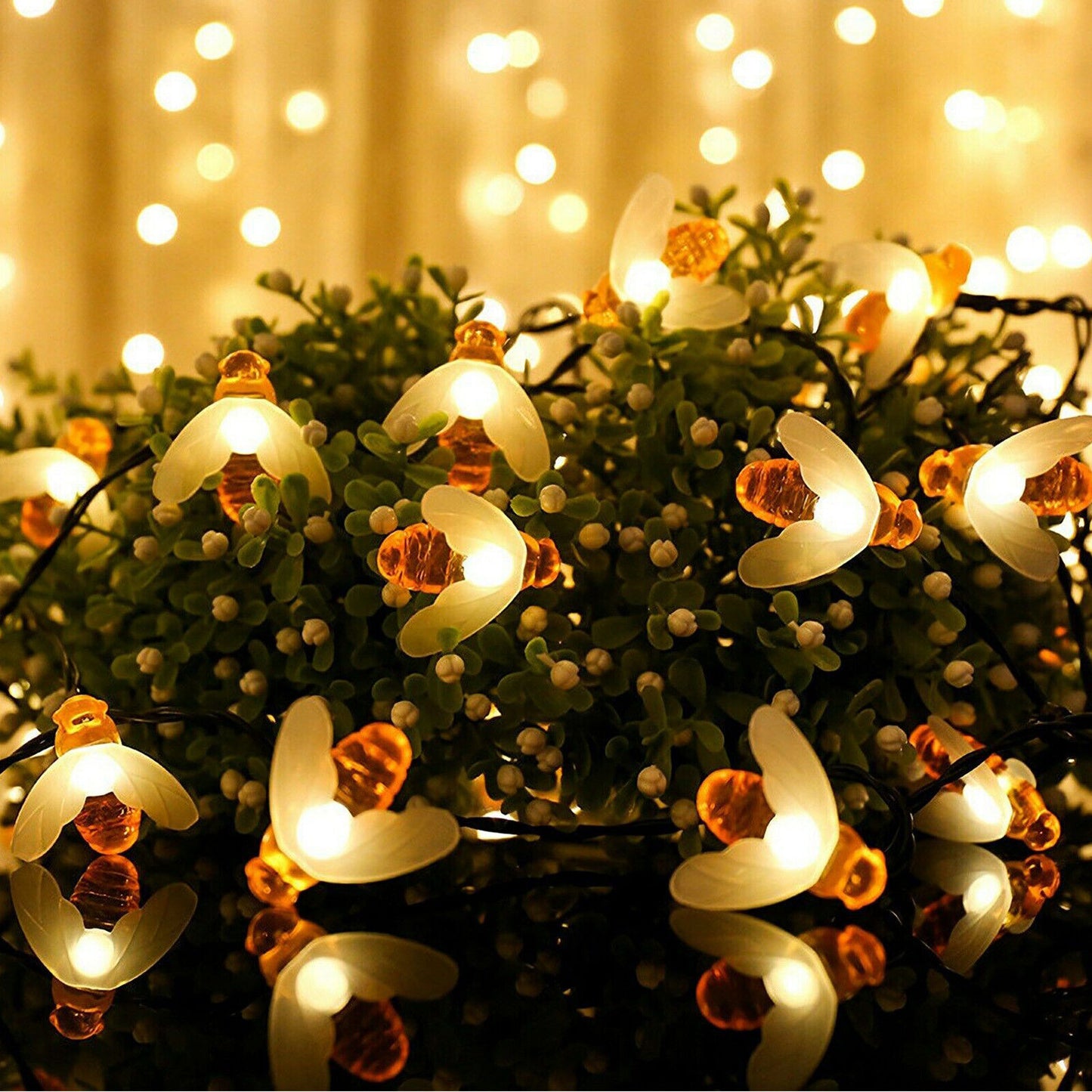 30 LED Solar Powered Bee String Lights