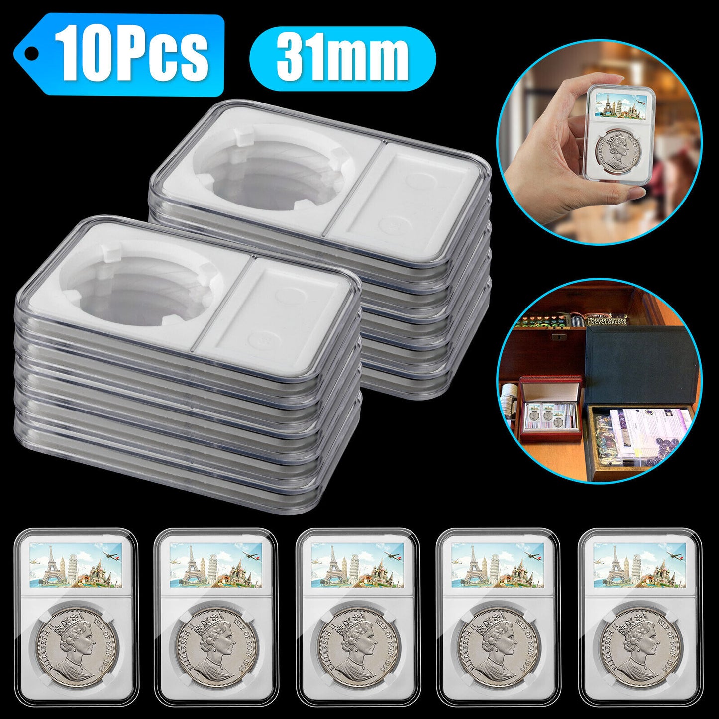 10 PCS Coin Slab Display Holder