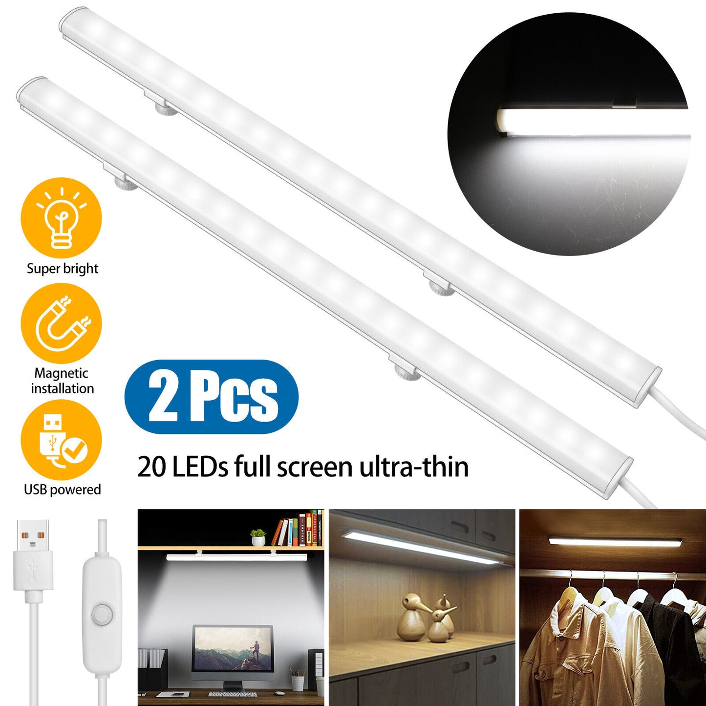 2PCS LED Strip Bar Lights