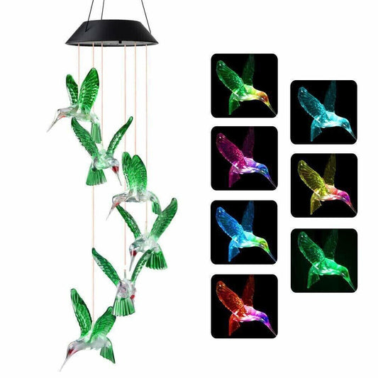 Hummingbird Wind Chime Lights Yard Garden Decor