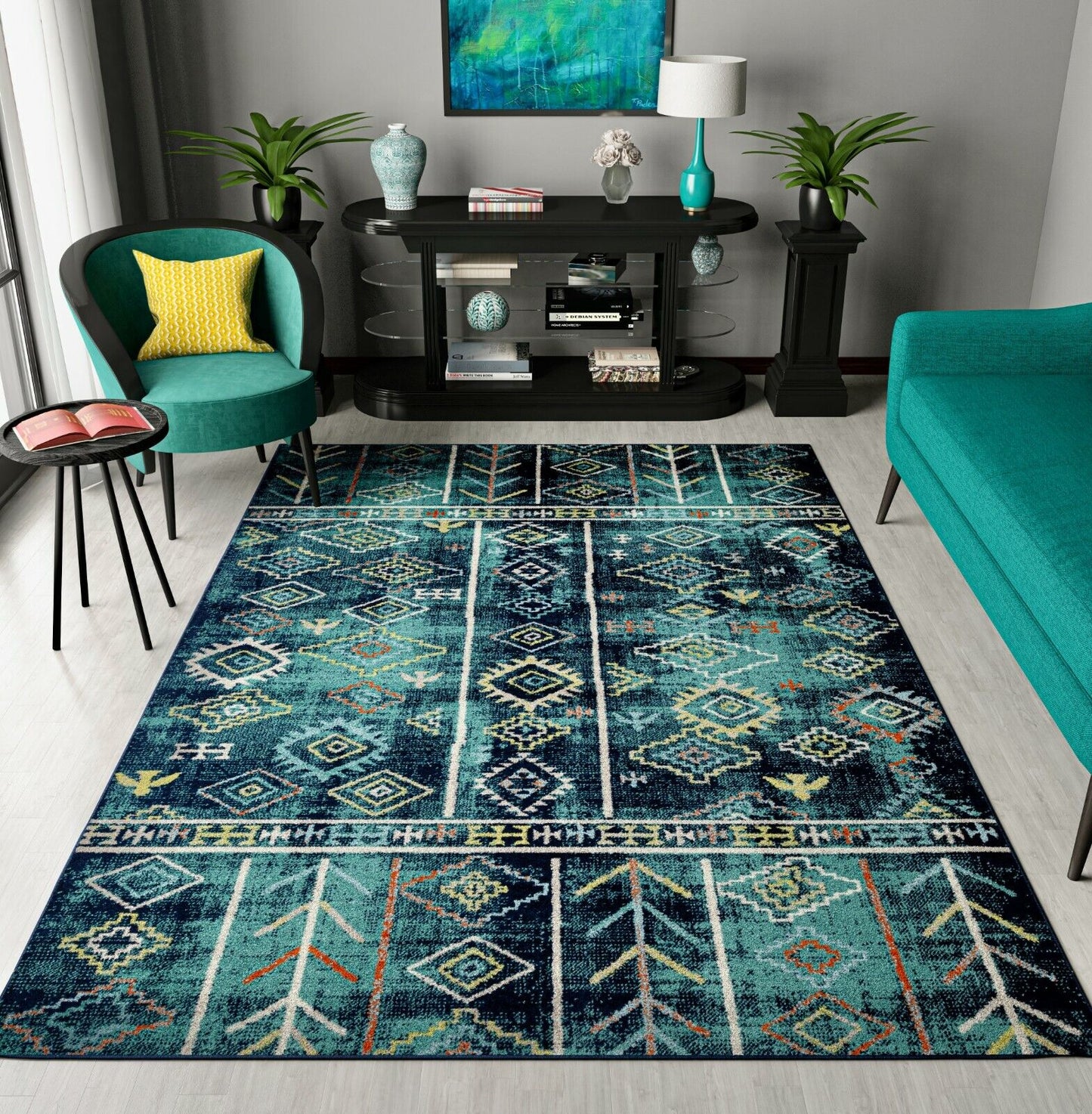 New Rugs for Living Room 5'x8' Teal Modern