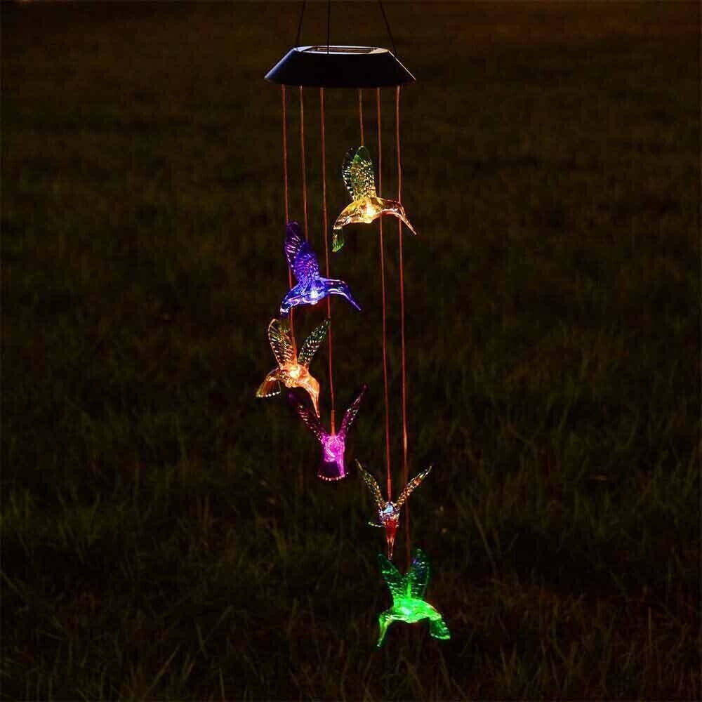 Hummingbird Wind Chime Lights Yard Garden Decor