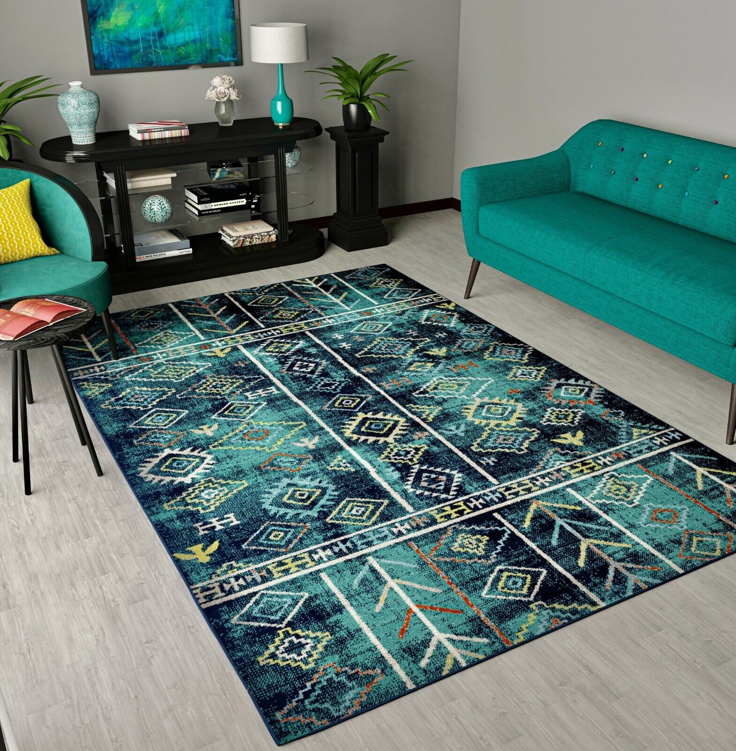 New Rugs for Living Room 5'x8' Teal Modern