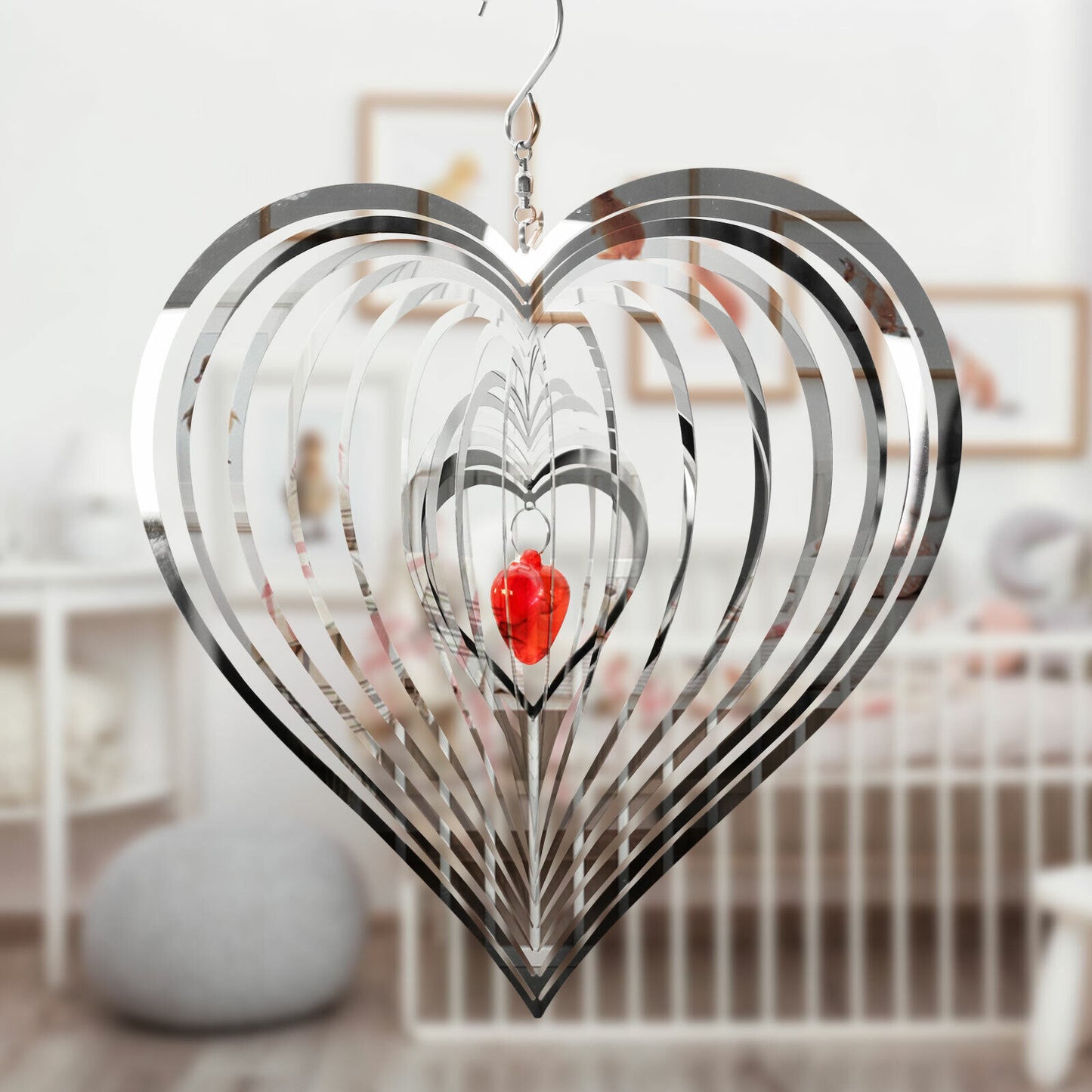 3D Stainless Steel Hanging Heart Wind Chime