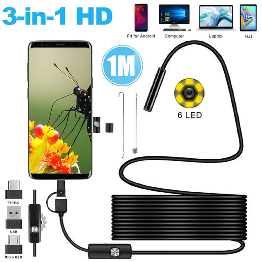 6LED HD Inspection Camera for USB Type C Android PC